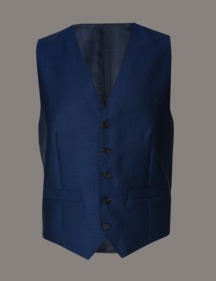 Blue Tailored Fit Waistcoat